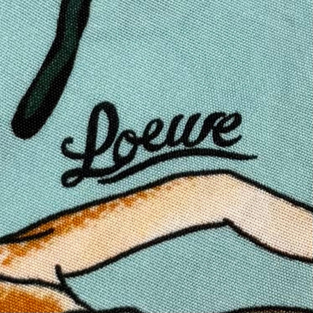 極美品★LOEWE×Paulas Ibiza ロエベ×パウラズイビザ D2286120PO 人魚 マーメイドプリント キャミワンピース グリーン S 正規品