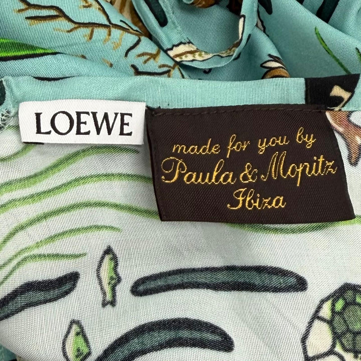 極美品★LOEWE×Paulas Ibiza ロエベ×パウラズイビザ D2286120PO 人魚 マーメイドプリント キャミワンピース グリーン S 正規品