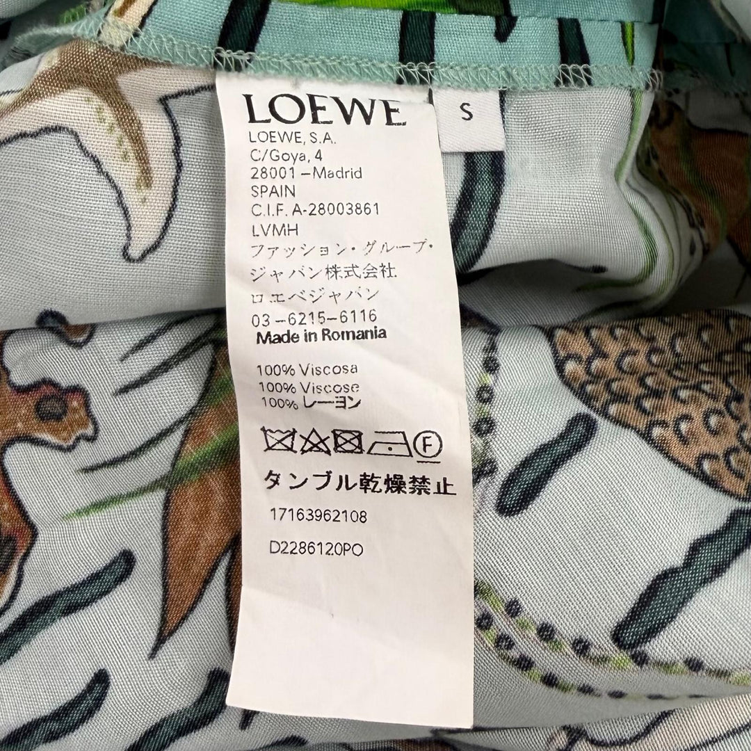 極美品★LOEWE×Paulas Ibiza ロエベ×パウラズイビザ D2286120PO 人魚 マーメイドプリント キャミワンピース グリーン S 正規品