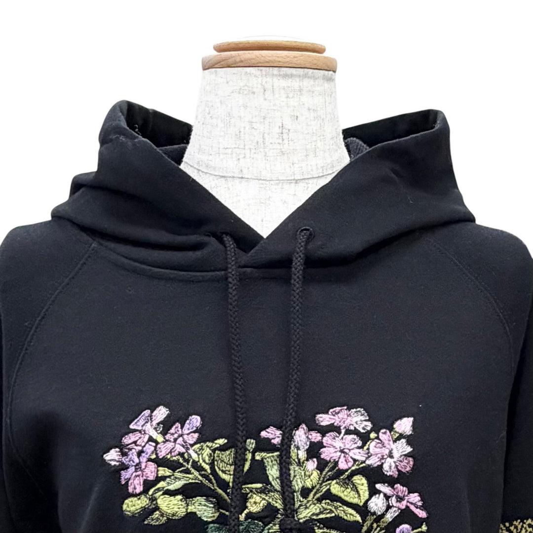 極美品△Christian Dior クリスチャンディオール 113S04A4013 コットン100% フラワー ロゴエンブロイダリー パーカー ブラック XS 正規品