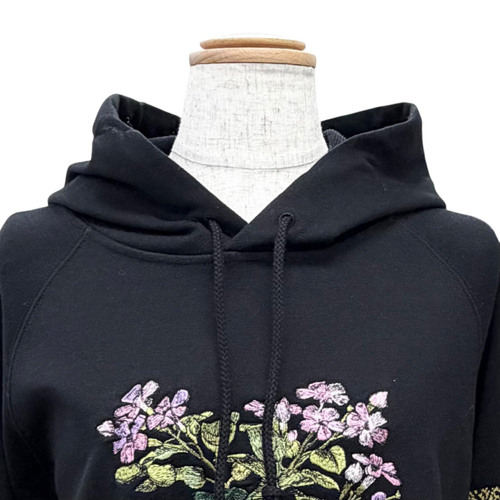 極美品△Christian Dior クリスチャンディオール 113S04A4013 コットン100% フラワー ロゴエンブロイダリー パーカー ブラック XS 正規品