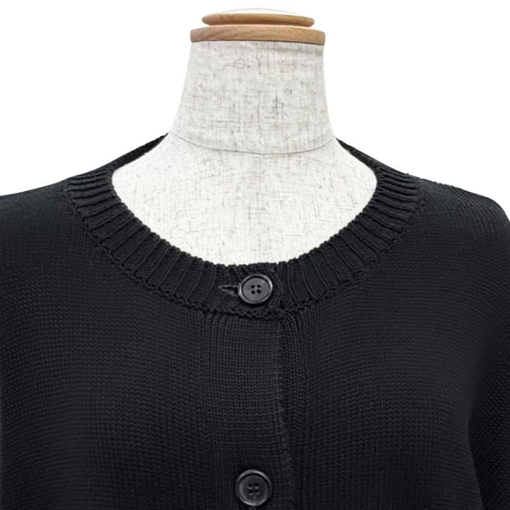 極美品△MARNI マルニ 24SS CDMD0309Q0 コットン インターシャロゴ キモノスリーブ ニット カーディガン ブラック ホワイト 40 正規品