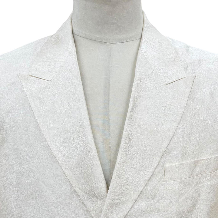 極美品▼DIOR ディオール オム 013C218C5120 シルク100% ロゴ入りボタン ジャガード シングルジャケット テーラード ホワイト 50 正規品