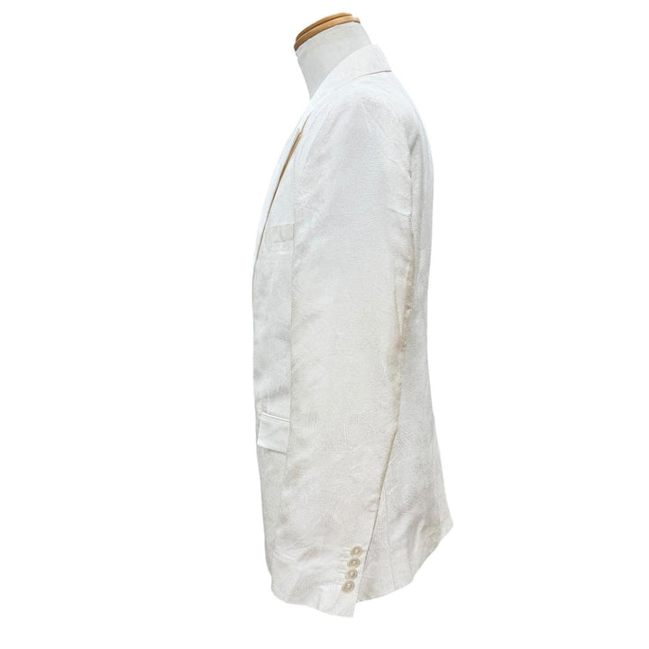 極美品▼DIOR ディオール オム 013C218C5120 シルク100% ロゴ入りボタン ジャガード シングルジャケット テーラード ホワイト 50 正規品