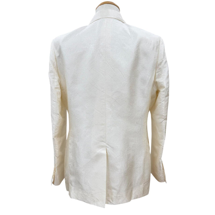 極美品▼DIOR ディオール オム 013C218C5120 シルク100% ロゴ入りボタン ジャガード シングルジャケット テーラード ホワイト 50 正規品