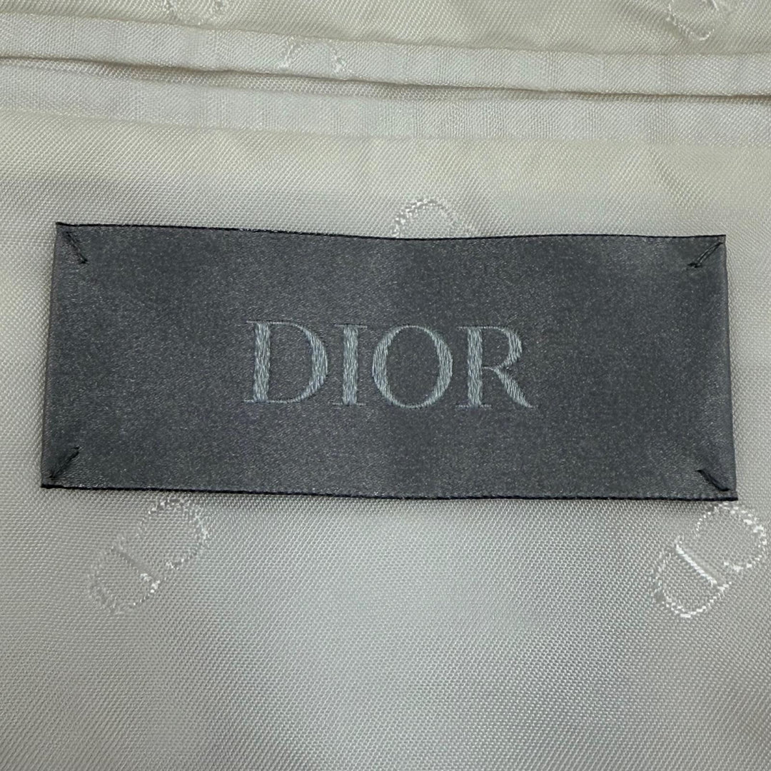 極美品▼DIOR ディオール オム 013C218C5120 シルク100% ロゴ入りボタン ジャガード シングルジャケット テーラード ホワイト 50 正規品