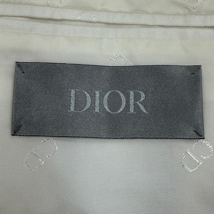 極美品▼DIOR ディオール オム 013C218C5120 シルク100% ロゴ入りボタン ジャガード シングルジャケット テーラード ホワイト 50 正規品
