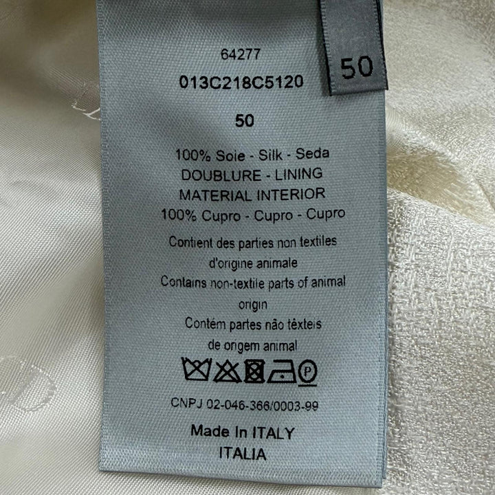 極美品▼DIOR ディオール オム 013C218C5120 シルク100% ロゴ入りボタン ジャガード シングルジャケット テーラード ホワイト 50 正規品