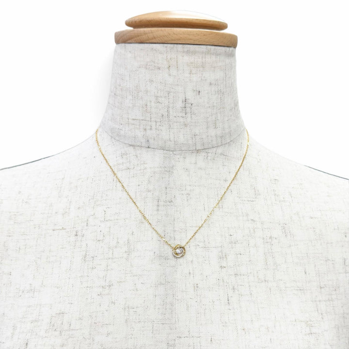美品△Cartier カルティエ AYR322 トリニティ ドゥ カルティエ ダイヤモンド ネックレス 0.18ct 750 YG PG WG イエローゴールド 重量2.9g
