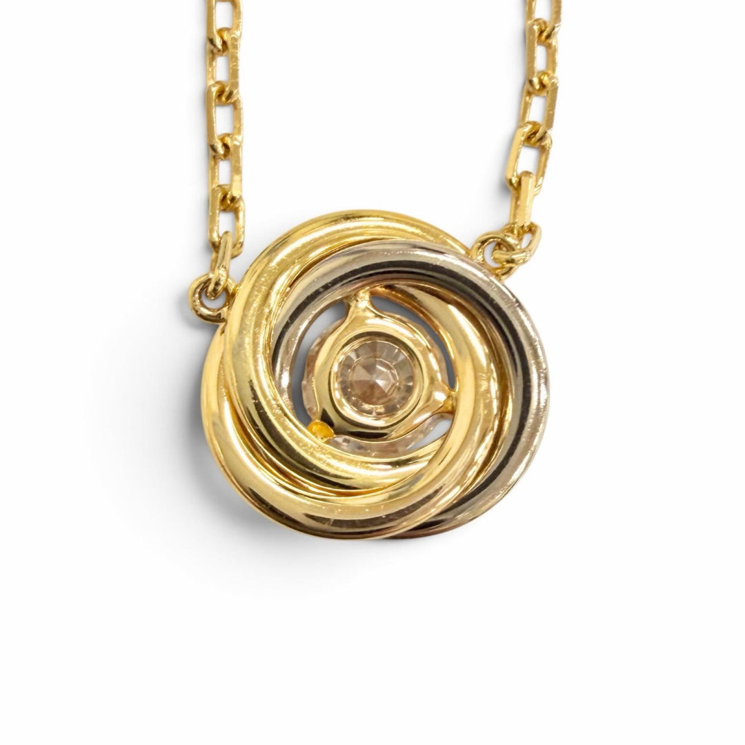 美品△Cartier カルティエ AYR322 トリニティ ドゥ カルティエ ダイヤモンド ネックレス 0.18ct 750 YG PG WG イエローゴールド 重量2.9g