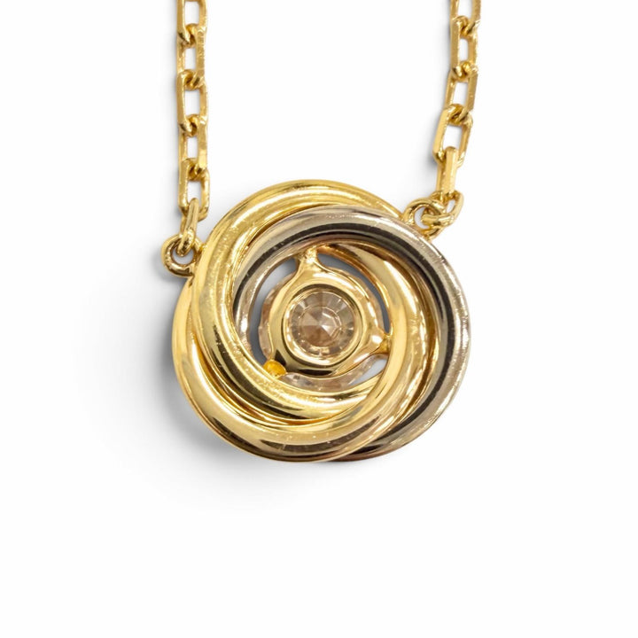 美品△Cartier カルティエ AYR322 トリニティ ドゥ カルティエ ダイヤモンド ネックレス 0.18ct 750 YG PG WG イエローゴールド 重量2.9g