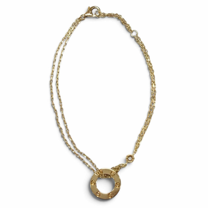 美品★Cartier カルティエ LOVE ブレスレット チェーン ダイヤモンド2石 750(YG) ラブサークル アクセサリー イエローゴールド 重量4.39g
