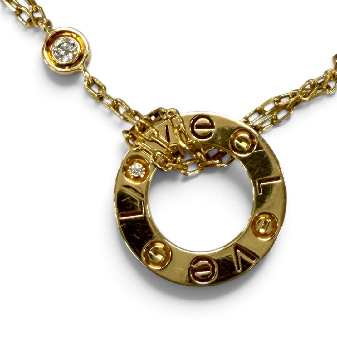 美品★Cartier カルティエ LOVE ブレスレット チェーン ダイヤモンド2石 750(YG) ラブサークル アクセサリー イエローゴールド 重量4.39g