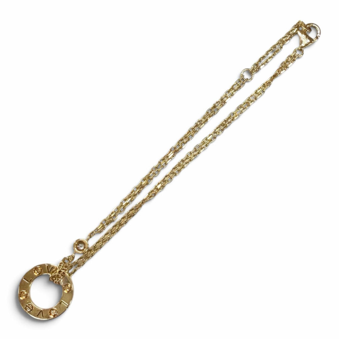 美品★Cartier カルティエ LOVE ブレスレット チェーン ダイヤモンド2石 750(YG) ラブサークル アクセサリー イエローゴールド 重量4.39g