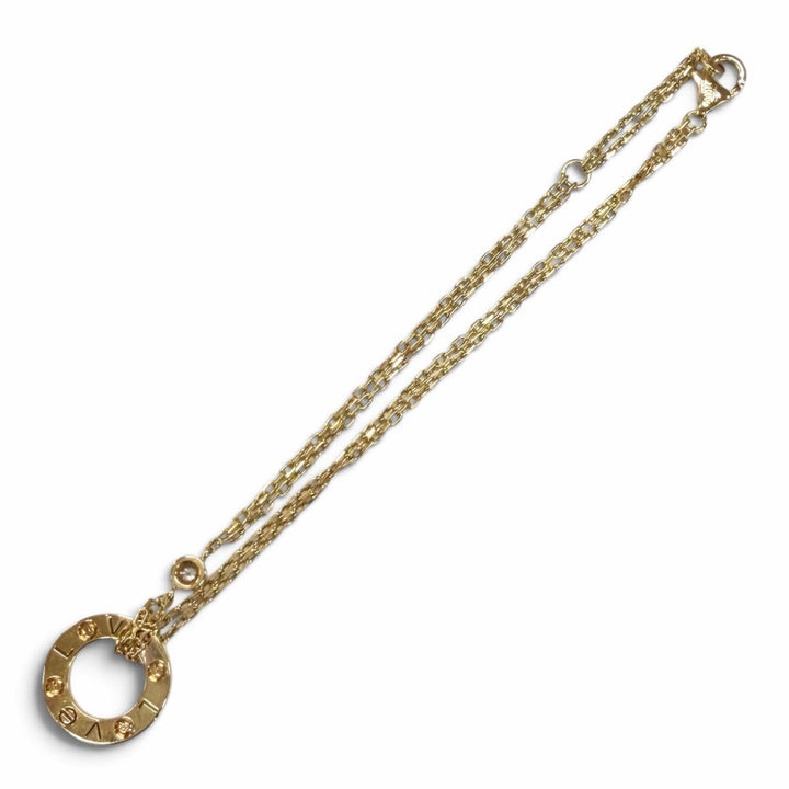 美品★Cartier カルティエ LOVE ブレスレット チェーン ダイヤモンド2石 750(YG) ラブサークル アクセサリー イエローゴールド 重量4.39g