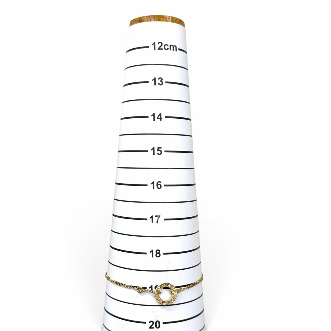 美品★Cartier カルティエ LOVE ブレスレット チェーン ダイヤモンド2石 750(YG) ラブサークル アクセサリー イエローゴールド 重量4.39g