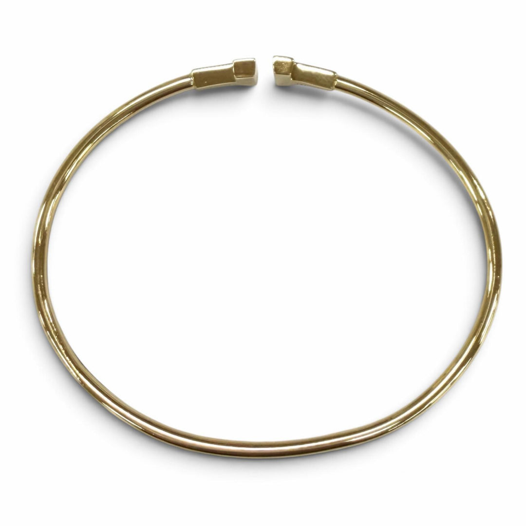 良品★TIFFANY&amp;Co. ティファニー ティファニーT ナロー ワイヤー ブレスレット AU750(YG) バングル イエローゴールド 重量5.92g