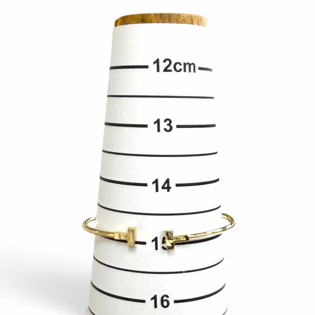 良品★TIFFANY&amp;Co. ティファニー ティファニーT ナロー ワイヤー ブレスレット AU750(YG) バングル イエローゴールド 重量5.92g