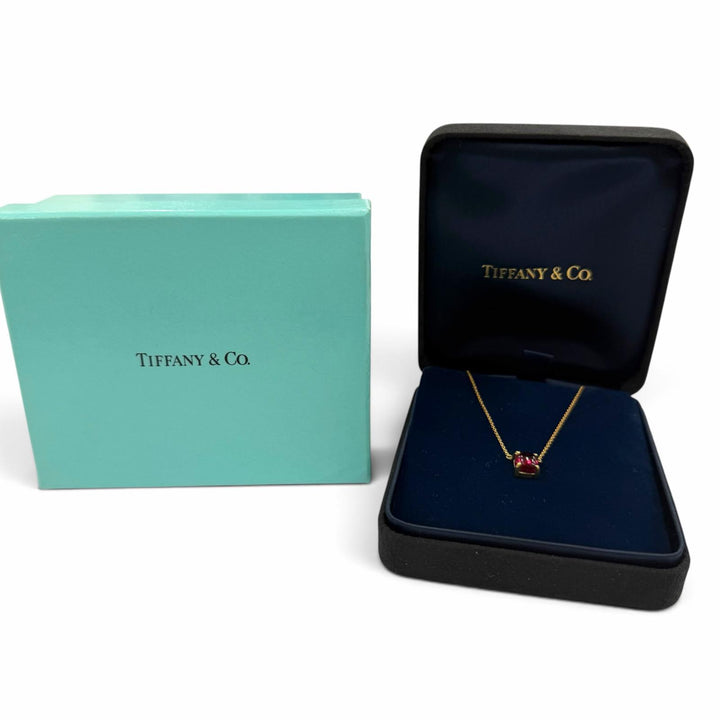 美品☆TIFFANY&amp;Co. ティファニー シュガースタック 750（YG）ピンクトルマリン ネックレス イエローゴールド ピンク 重量3.16g 箱付き
