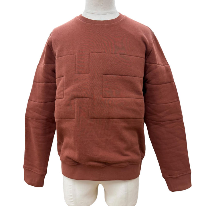 極美品▼HERMES エルメス コットン100% Hモチーフ クルーネック プルオーバー スウェット テラコッタ ブラウン S イタリア製 メンズ