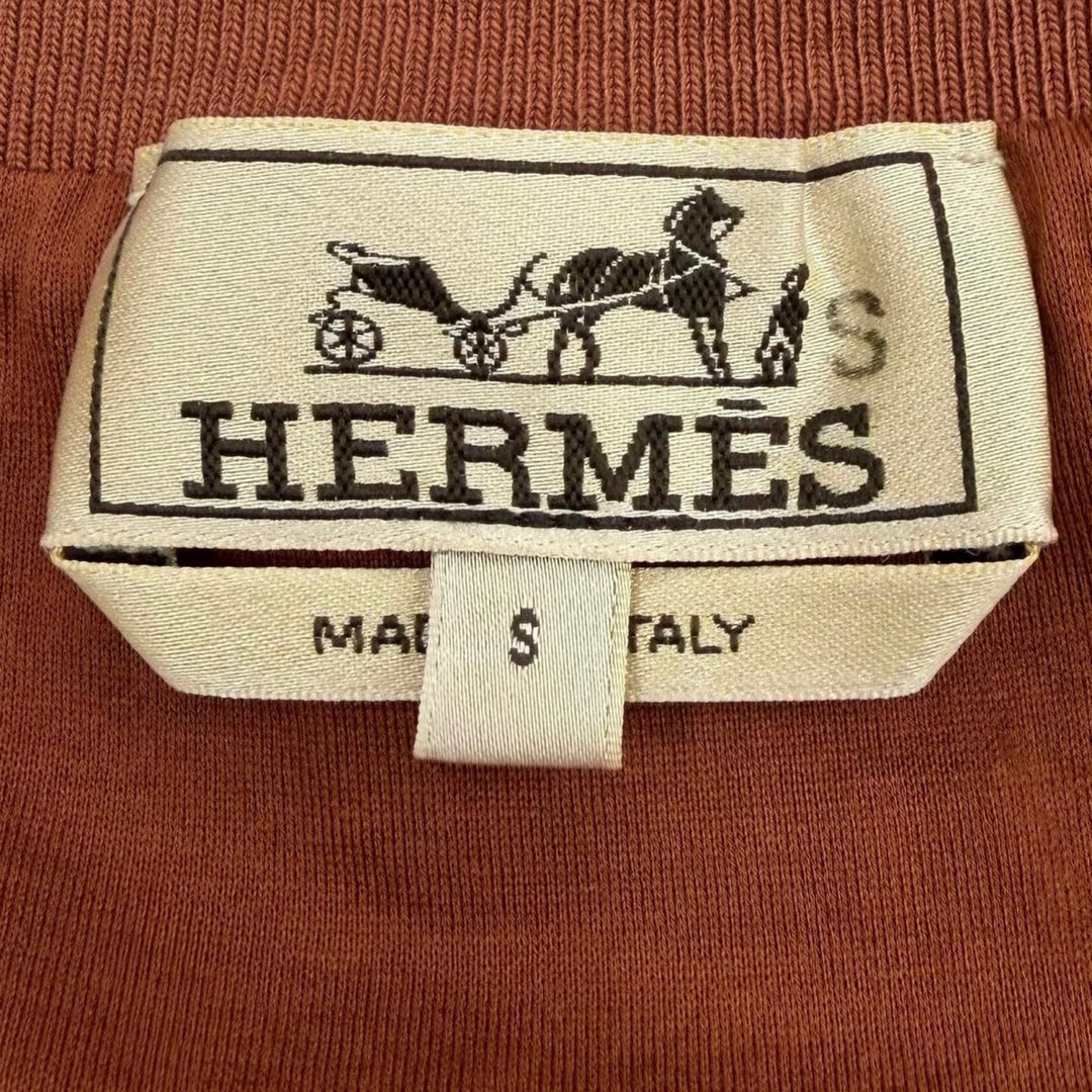 極美品▼HERMES エルメス コットン100% Hモチーフ クルーネック プルオーバー スウェット テラコッタ ブラウン S イタリア製 メンズ