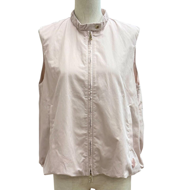 美品★MONCLER モンクレール 25SS K10931A00145 GRUI レザーロゴパッチ付 ZIP UP ベスト ピンク 1 イタリア製 正規品 レディース