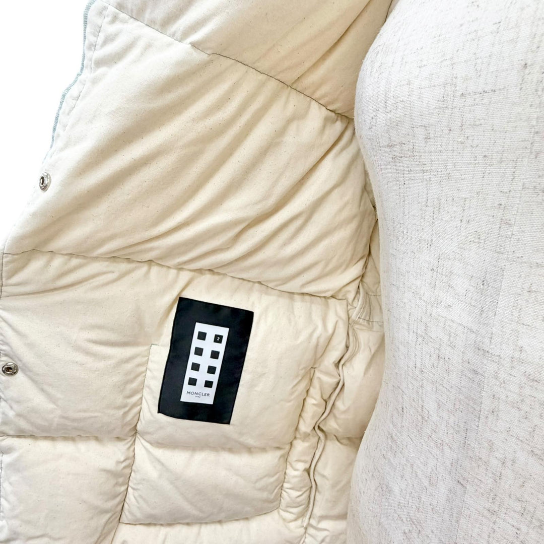 美品△MONCLER GENIUS 2 モンクレール ジーニアス 2 1952 2022年 BATTY コットン ロゴッペン フード付き ダウンベスト グリーン 0 正規品