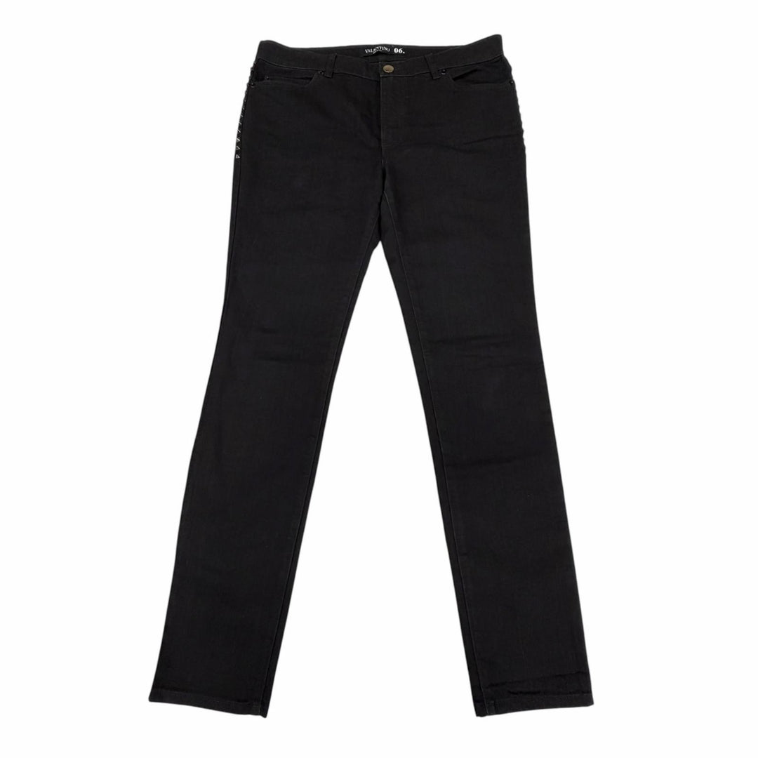 【ドンドン見直し】美品 ▼VALENTINO ヴァレンティノ PB3DD03L2WY コットン ロックスタッズ デニムパンツ ブラック 30 イタリア製 正規品