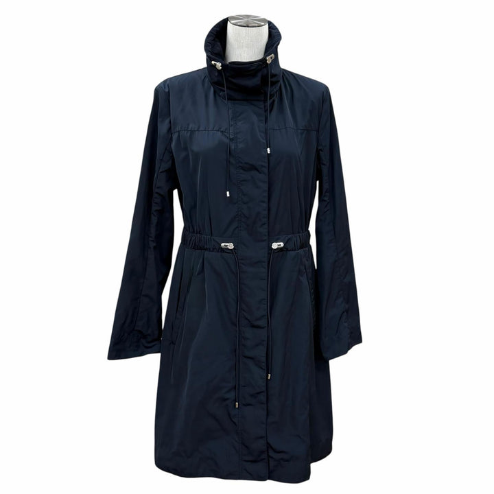 美品★MONCLER モンクレール F10931C70900 MALACHITE フード収納 ロゴワッペン付 比翼仕立て コート ネイビー 1 正規品 ハンガー付き