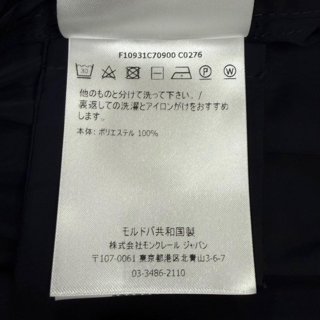 美品★MONCLER モンクレール F10931C70900 MALACHITE フード収納 ロゴワッペン付 比翼仕立て コート ネイビー 1 正規品 ハンガー付き