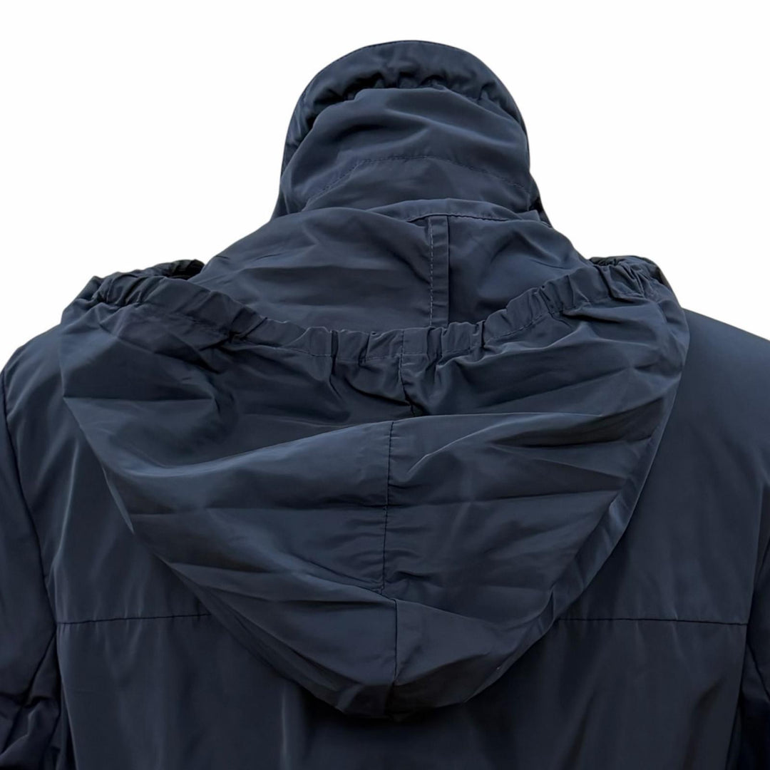 美品★MONCLER モンクレール F10931C70900 MALACHITE フード収納 ロゴワッペン付 比翼仕立て コート ネイビー 1 正規品 ハンガー付き
