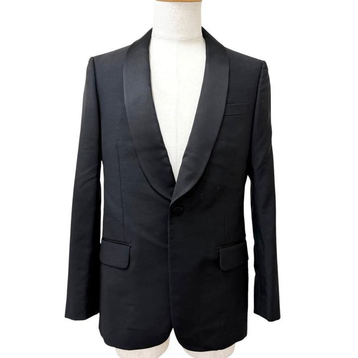 極美品□GUCCI グッチ 23AW 645351 モヘア ウール ショールカラー タキシード テーラードジャケット ブラック 46 イタリア製 正規品