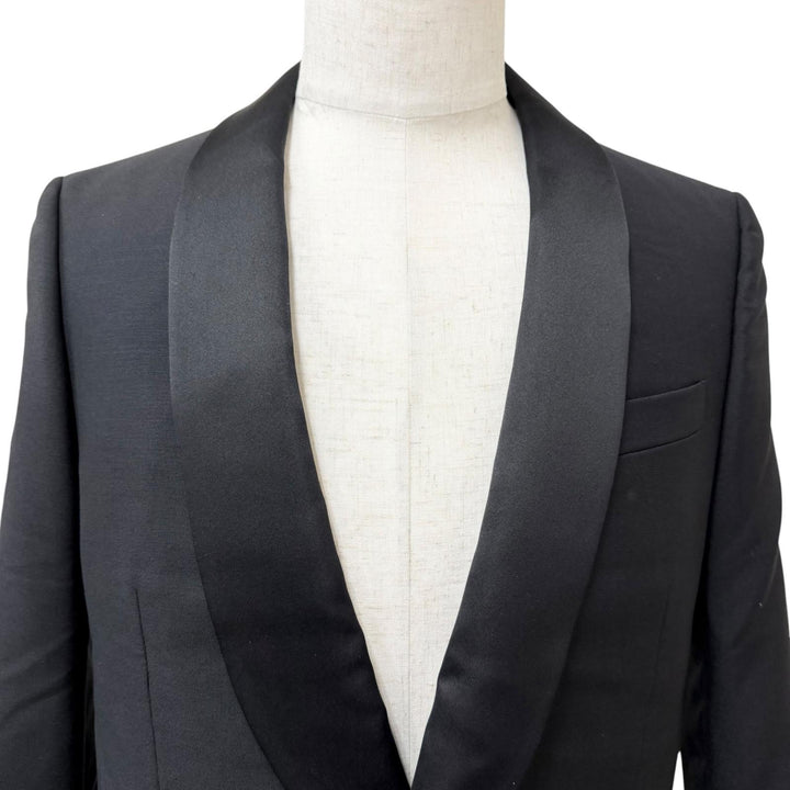 極美品□GUCCI グッチ 23AW 645351 モヘア ウール ショールカラー タキシード テーラードジャケット ブラック 46 イタリア製 正規品