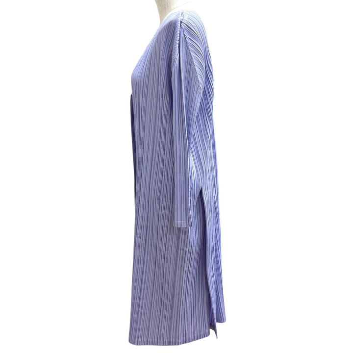 極美品★PLEATS PLEASE プリーツプリーズ イッセイミヤケ PP93-JA603 Vネック 長袖 ロングカーディガン パープル 2 日本製 正規品