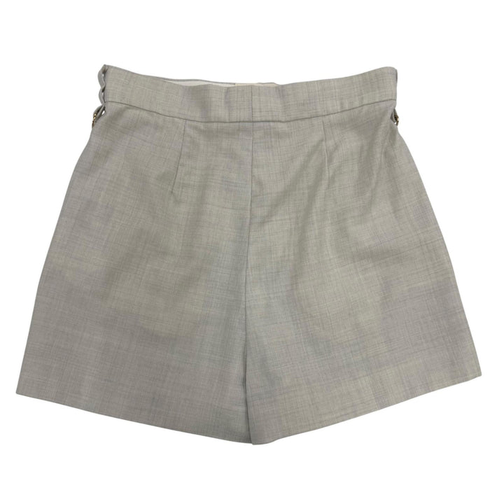 極美品☆FENDI フェンディ 2023年製 FR6533 ウール100％ ハイウエスト スリムフィット ショートパンツ グレー 36 イタリア製 正規品