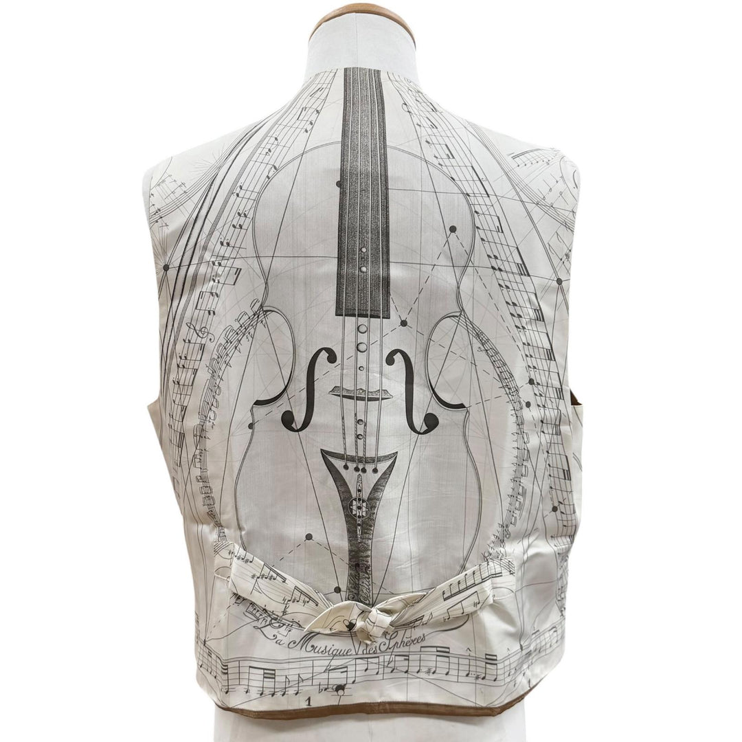 美品▼HERMES エルメス ヴィンテージ 球体が奏でる音楽 La Musique des Spheres シルク100% ラムスキン スウェードレザー ジレ ベスト 52