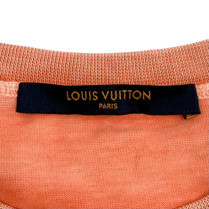 美品▼LOUIS VUITTON ルイヴィトン リフレクティブロゴ フェード加工 オーバーサイズ クルーネック 半袖Ｔシャツ ピンク XS 正規品