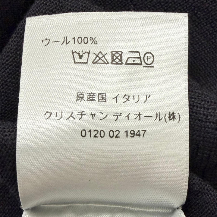 極美品□DIOR ディオール オム 013M800AT069 ウール100％ BEE刺繡 長袖 ニットポロシャツ ダークネイビー XS イタリア製 正規品 メンズ