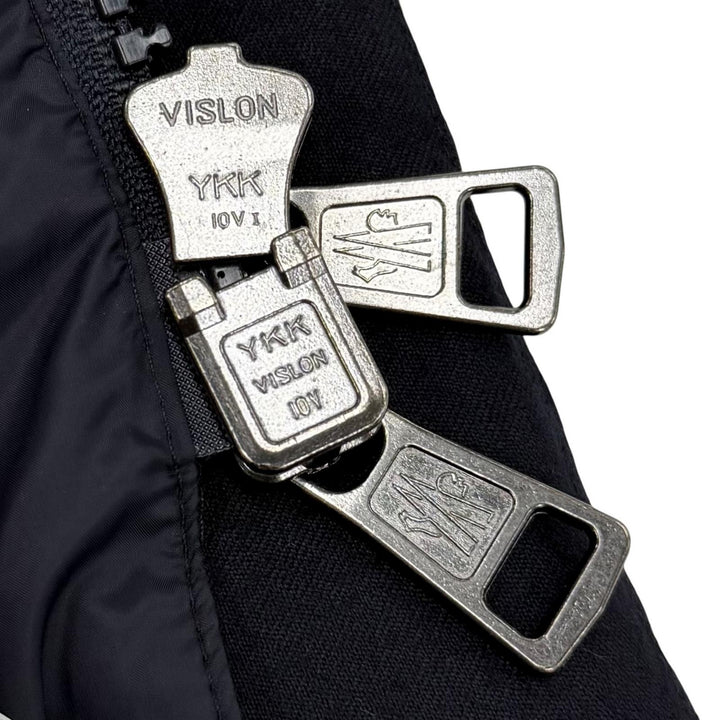 美品▼MONCLER モンクレール RETHEL ウール100% フーデッド・ファー付き ダブルジップアップ ダウンジャケット ネイビー 4 メンズ