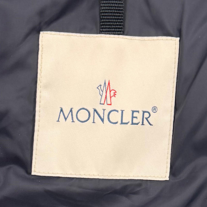 美品▼MONCLER モンクレール RETHEL ウール100% フーデッド・ファー付き ダブルジップアップ ダウンジャケット ネイビー 4 メンズ