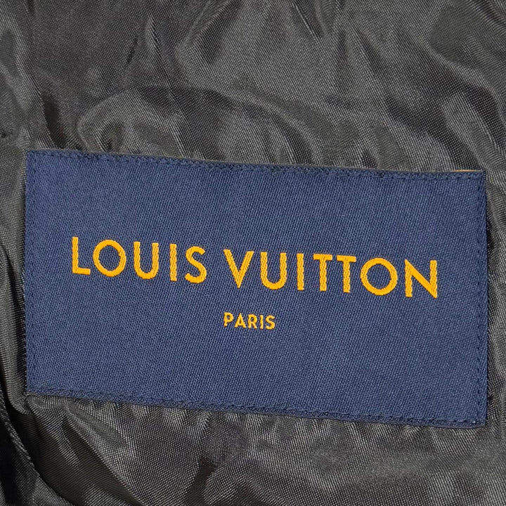 極美品▼LOUIS VUITTON ルイヴィトン 羊革 ラムレザー ヴァーシティジャケット ブルゾン スタジャン ブラック ベージュ 50 正規品 メンズ