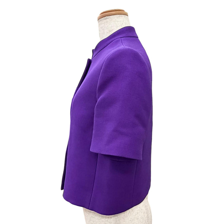 極美品△Christian Dior クリスチャンディオール 341V16A1162 シルク混 ロゴボタン スタンドカラー 半袖 ショートジャケット 40 正規品
