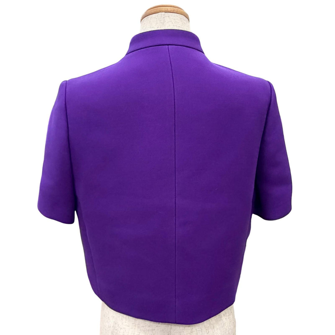 極美品△Christian Dior クリスチャンディオール 341V16A1162 シルク混 ロゴボタン スタンドカラー 半袖 ショートジャケット 40 正規品