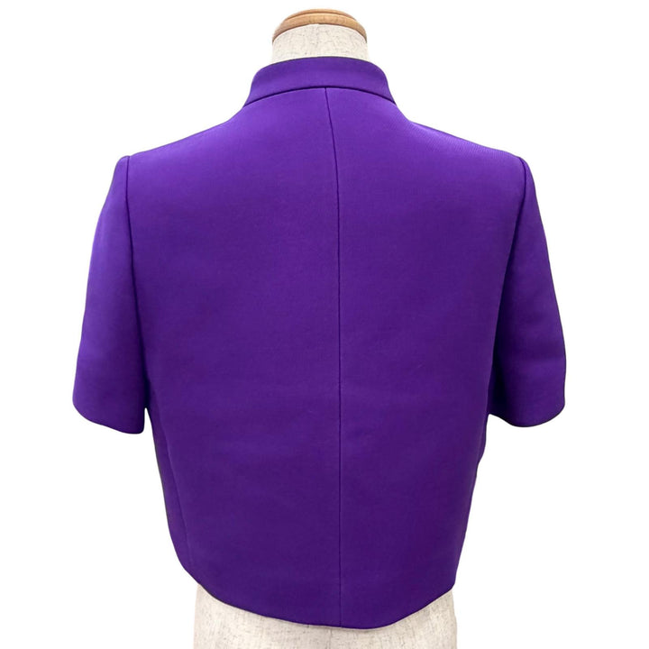 極美品△Christian Dior クリスチャンディオール 341V16A1162 シルク混 ロゴボタン スタンドカラー 半袖 ショートジャケット 40 正規品