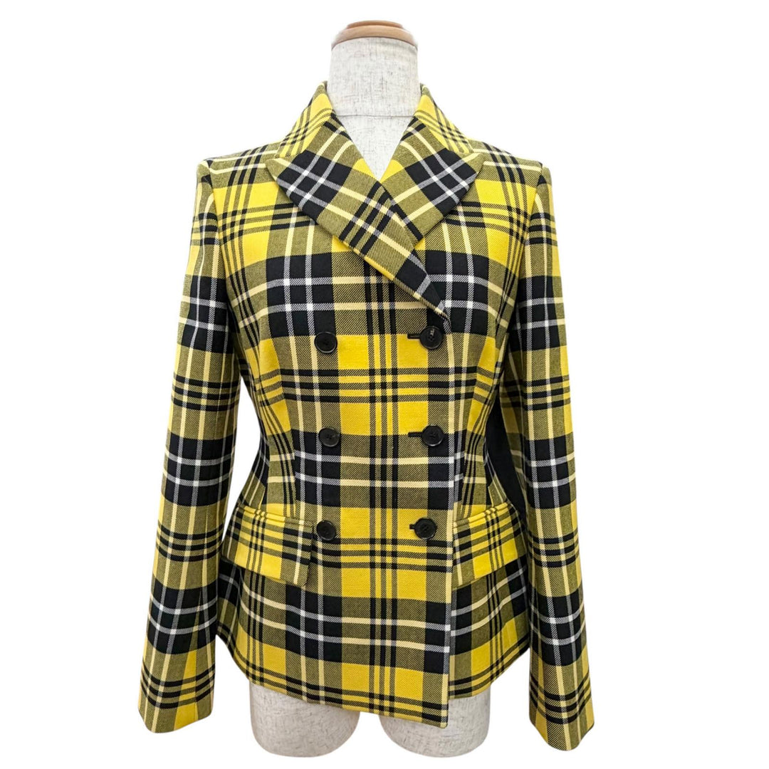 未使用品△Christian Dior クリスチャンディオール 241V06A1065 チェック柄 ロゴボタン ダブルブレスト フィット ジャケット 38 正規品