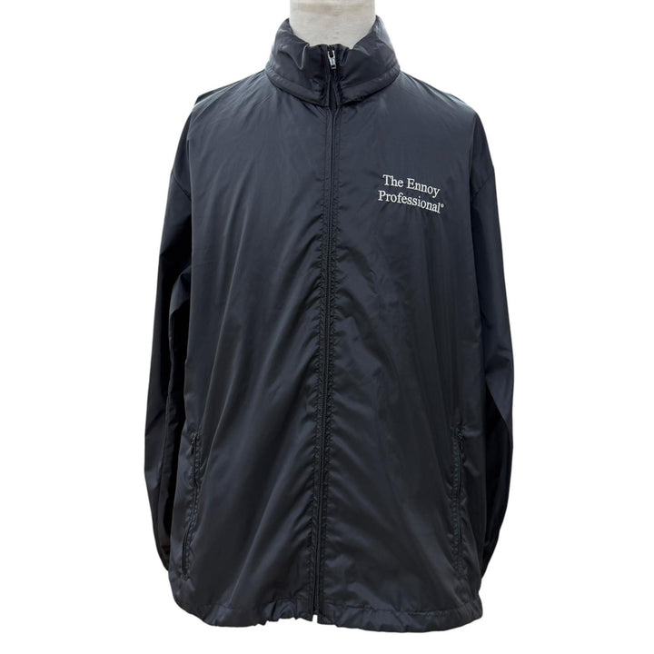 極美品▼ENNOY エンノイ 22SS SS22BRENJK01LV Nylon Packable Jacket ロゴ刺繍 フード入り ジップアップ ナイロンジャケット ブラック M