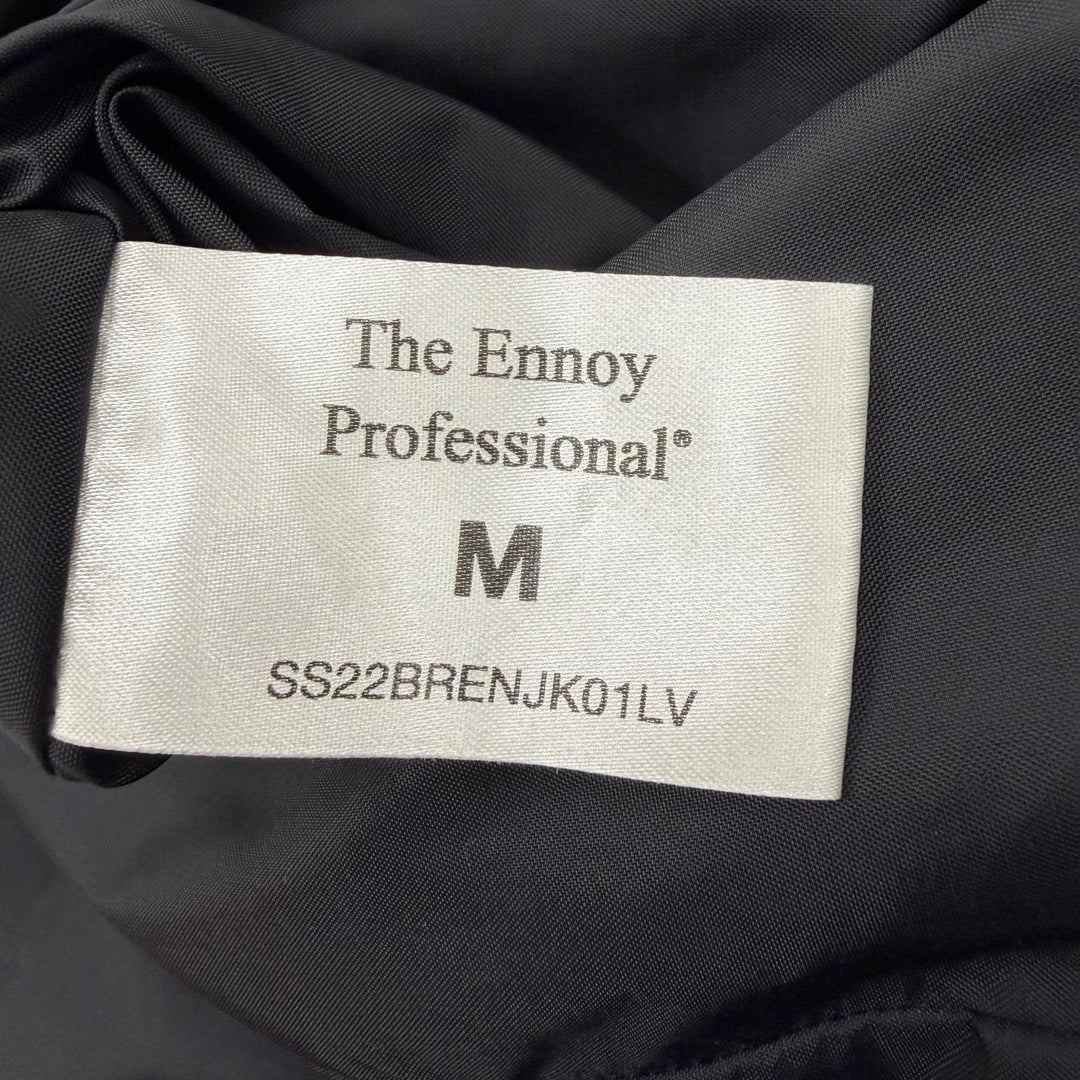 極美品▼ENNOY エンノイ 22SS SS22BRENJK01LV Nylon Packable Jacket ロゴ刺繍 フード入り ジップアップ ナイロンジャケット ブラック M