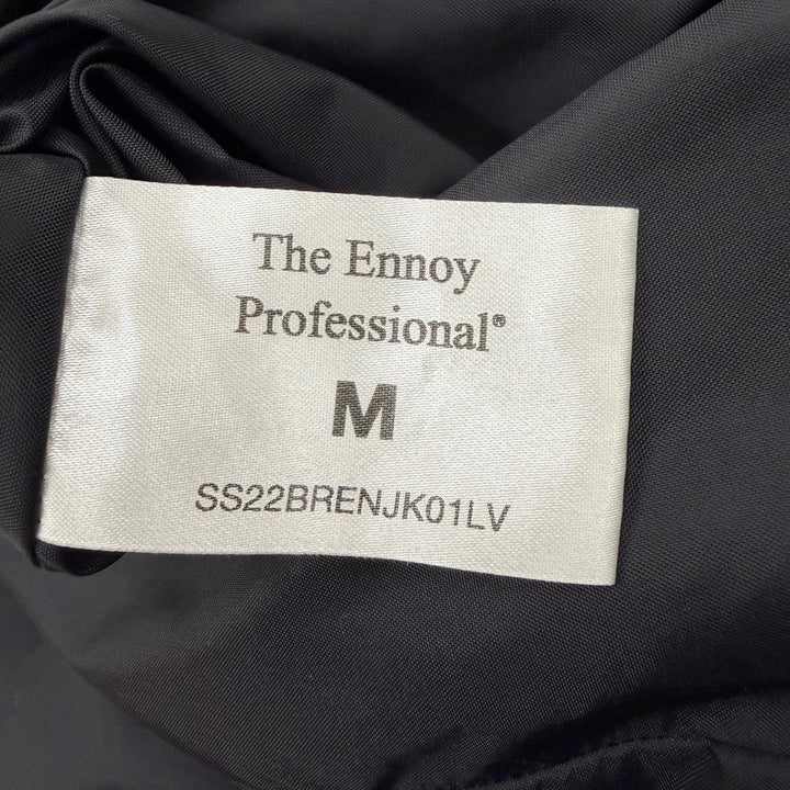 極美品▼ENNOY エンノイ 22SS SS22BRENJK01LV Nylon Packable Jacket ロゴ刺繍 フード入り ジップアップ ナイロンジャケット ブラック M