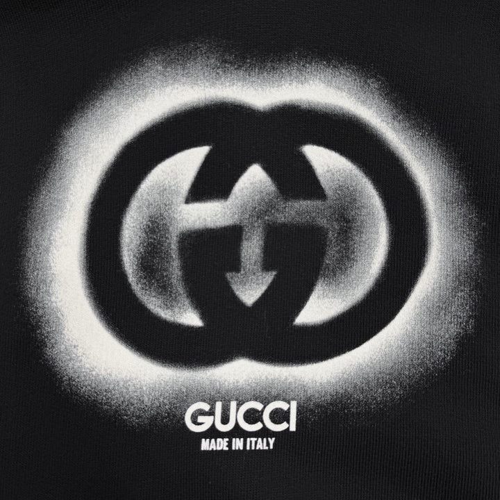 極美品▼GUCCI グッチ 24SS 770839 XJF65 コットン100% インターロッキングGプリント 裏起毛 プルオーバー パーカー ブラック XS 正規品