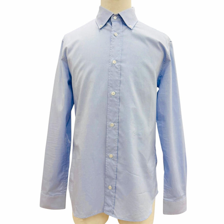 美品▼Dior HOMME ディオールオム 26SS 638C527A3118 コットン ロゴ刺繍 ロングスリーブ 長袖シャツ ライトブルー 39 伊製 正規品 メンズ